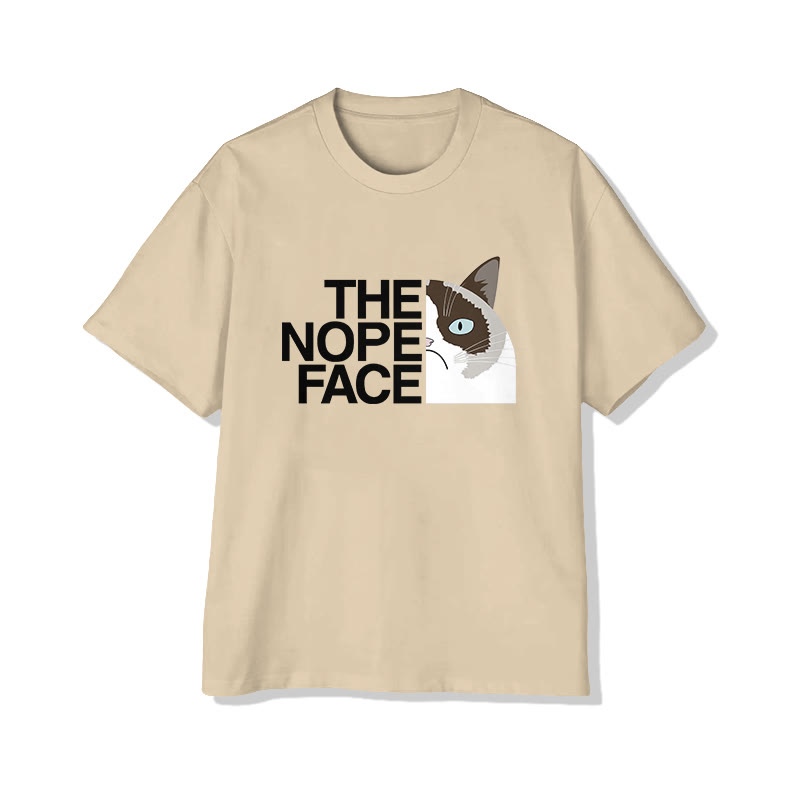 Unisex Funny The Nope Face Cat Short Sleeve Crew Neck T-shirt - Apricot - 2XL - image 1