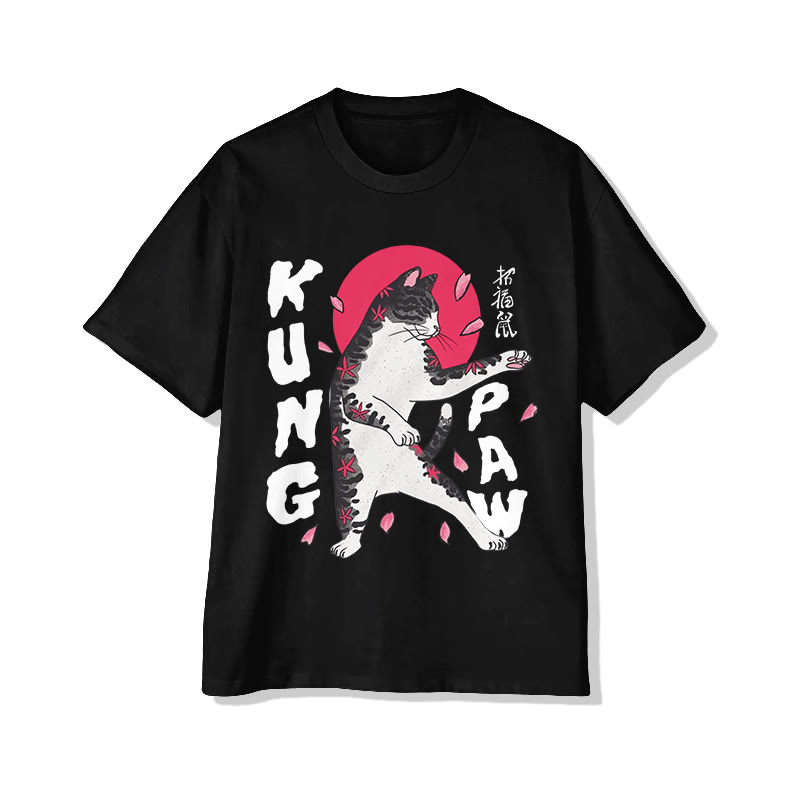 Unisex Kung Paw Short Sleeve Crew Neck T-shirt - Black - 2XL - image 2