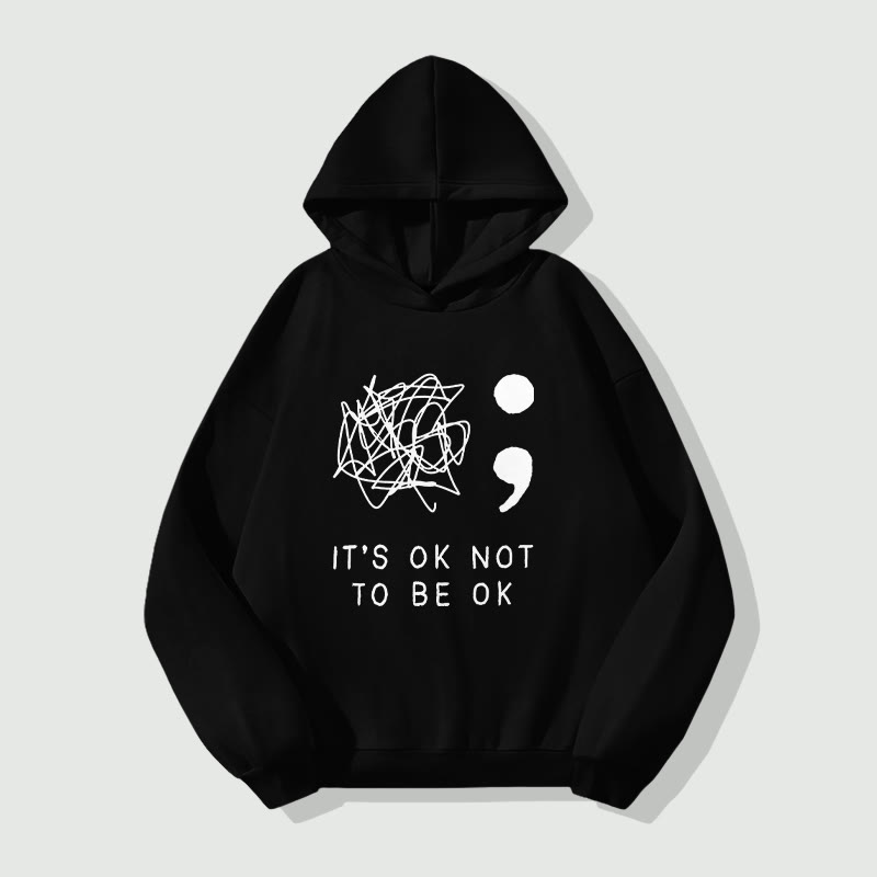 Unisex It's Ok Not To Be Ok Long Sleeve Hoodie - Black - 8XL - image 2