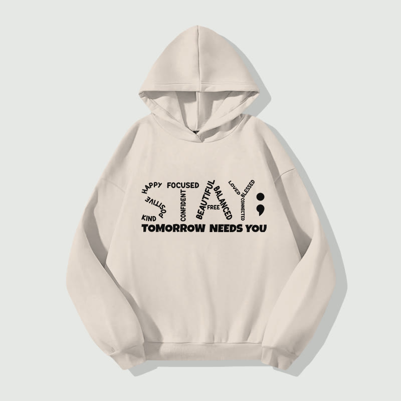 Unisex Stay Tomorrow Needs You Long Sleeve Hoodie - Apricot - 8XL - image 2