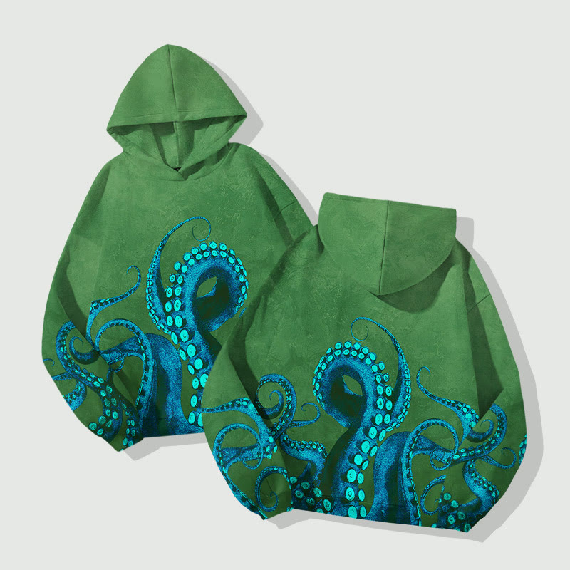 Vintage Ombre Octopus Tentacles Art Print Long Sleeve Hoodie - image 2