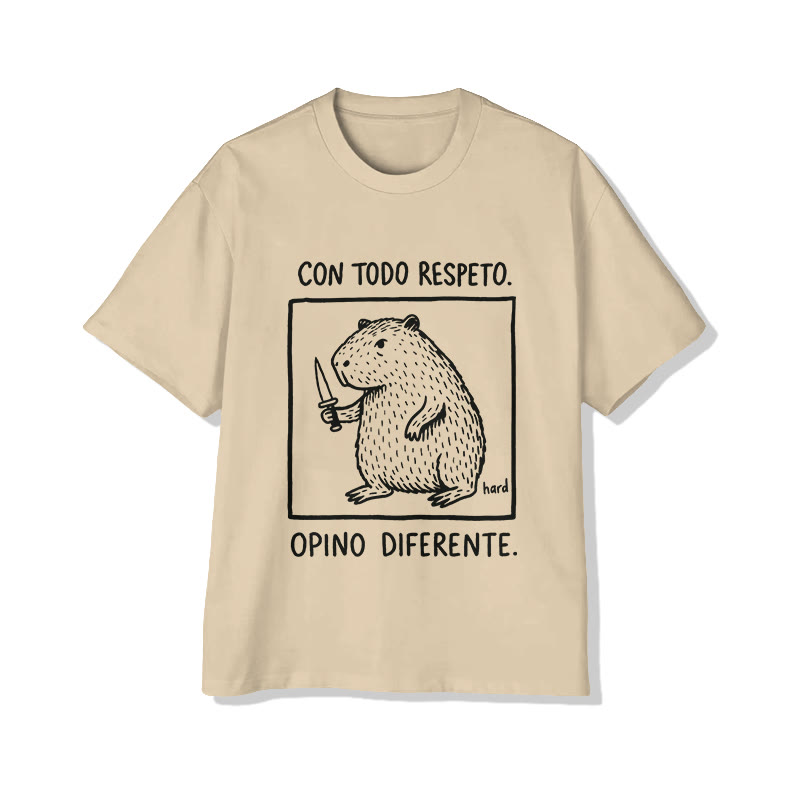 Unisex Humorous And Sarcastic Slogans Print Short Sleeve Crew Neck T-Shirt - Apricot - 2XL - image 1