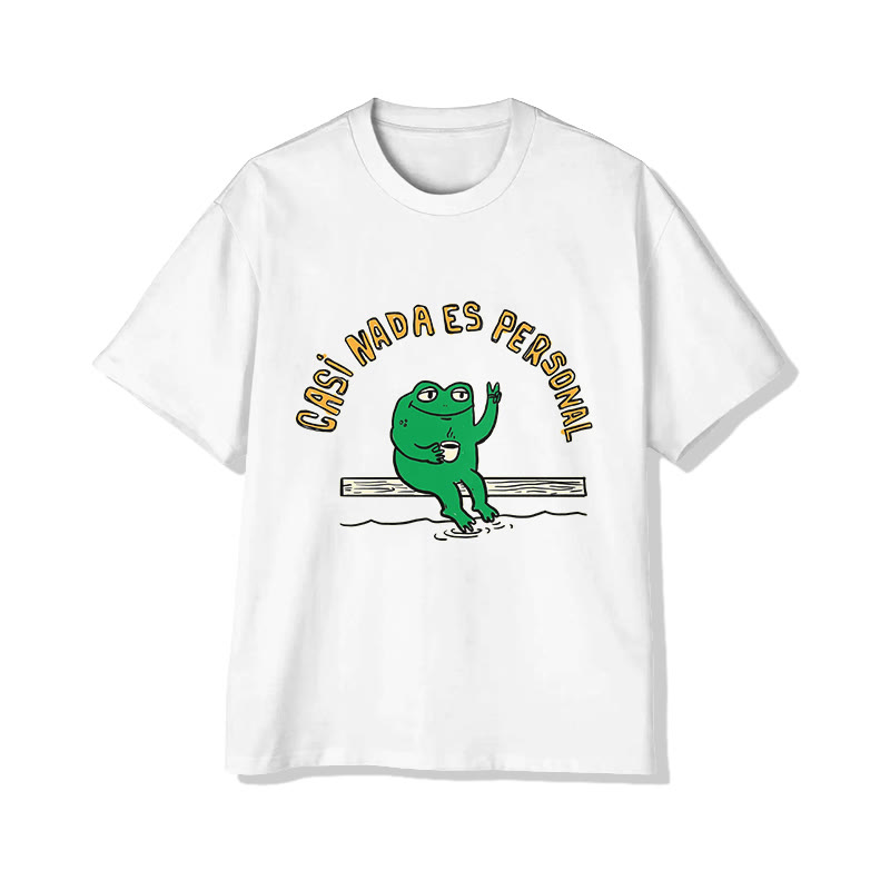 Unisex Funny Frog Slogans Print Short Sleeve Crew Neck T-Shirt - White - 2XL - image 2
