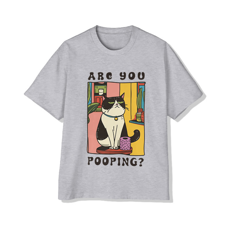 Unisex Funny Cats  Print Short Sleeve Crew Neck T-Shirt - Grey - 2XL - image 3
