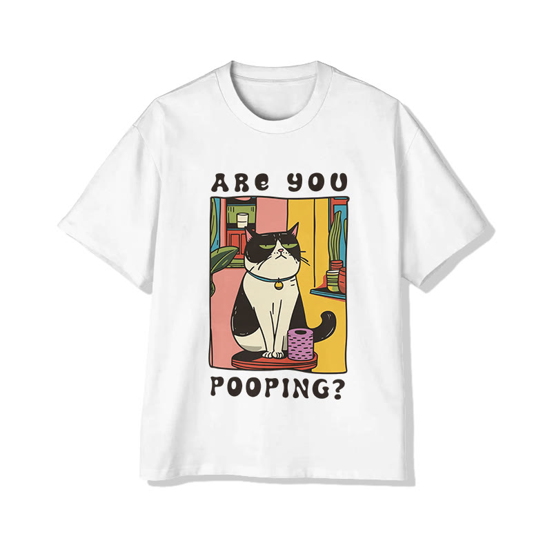 Unisex Funny Cats  Print Short Sleeve Crew Neck T-Shirt - White - 2XL - image 2