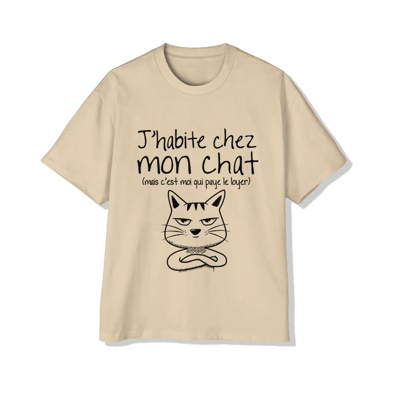 Unisex Funny Cats Sarcastic Slogans Print Short Sleeve Crew Neck T-Shirt - Apricot - 2XL - image 3