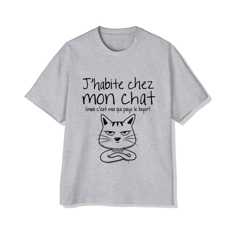Unisex Funny Cats Sarcastic Slogans Print Short Sleeve Crew Neck T-Shirt - Grey - 2XL - image 2