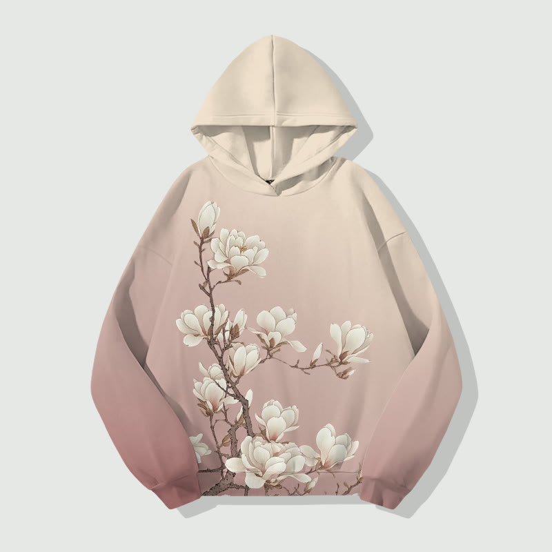 Vintage Magnolia Blossom Art Print Long Sleeve Hoodie - image 3