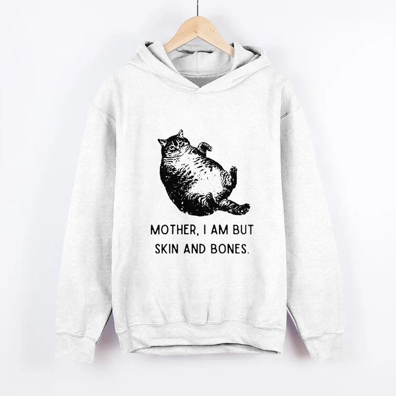 Unisex Overweight Cat And Its Doting Owner Pattern Long Sleeved Hoodie - White - US44-46(8XL) - image 1