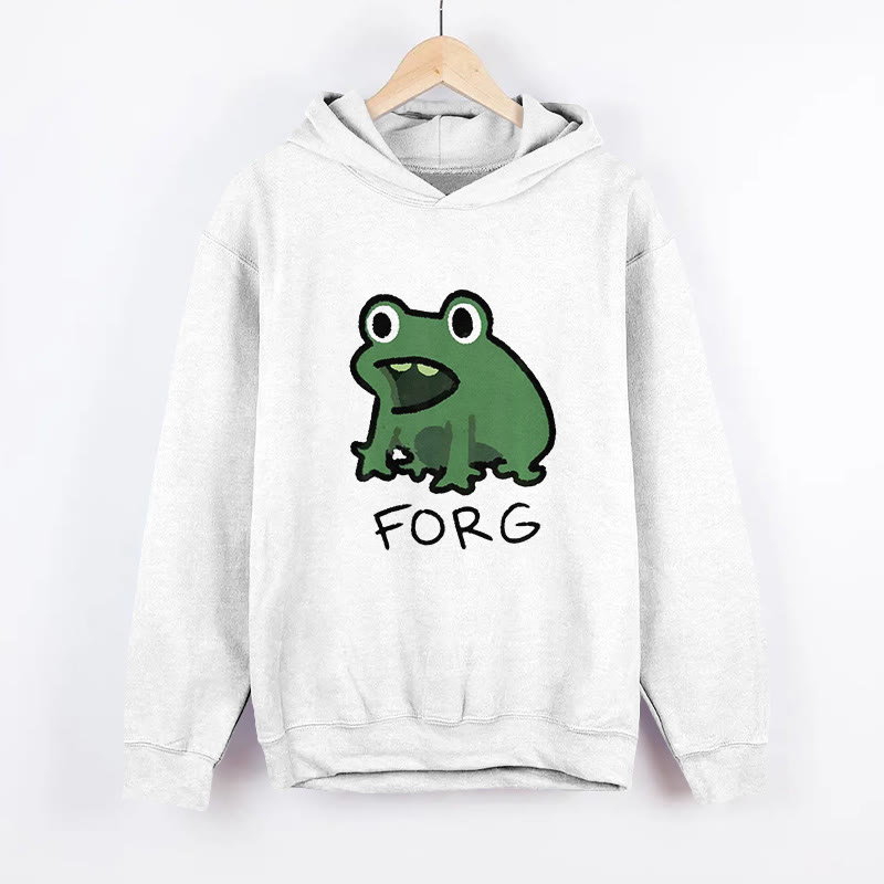 Unisex Interesting Japanese Frogs Pattern Long Sleeved Hoodie - White - US44-46(8XL) - image 1