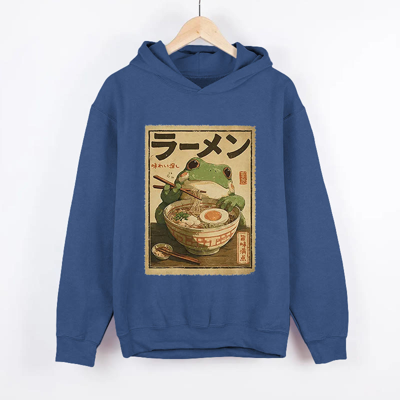 Unisex  Ramen Bliss Pattern Long Sleeved Hoodie - Dark Blue - US44-46(8XL) - image 5