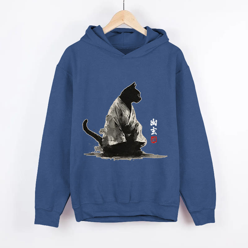 Unisex Depths Of Stillness Pattern Long Sleeved Hoodie - Dark Blue - US44-46(8XL) - image 4