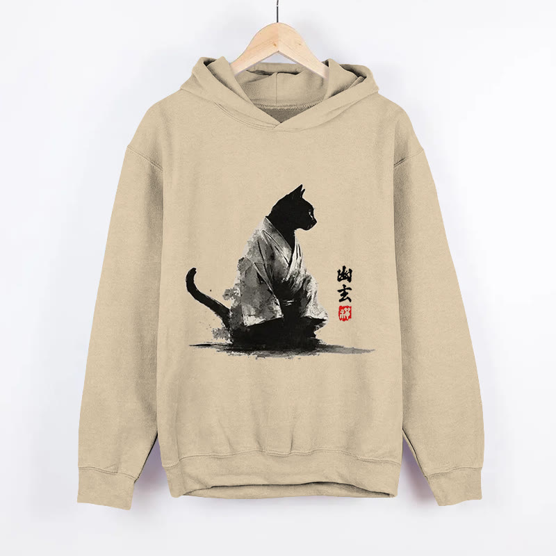 Unisex Depths Of Stillness Pattern Long Sleeved Hoodie - Apricot - US44-46(8XL) - image 3