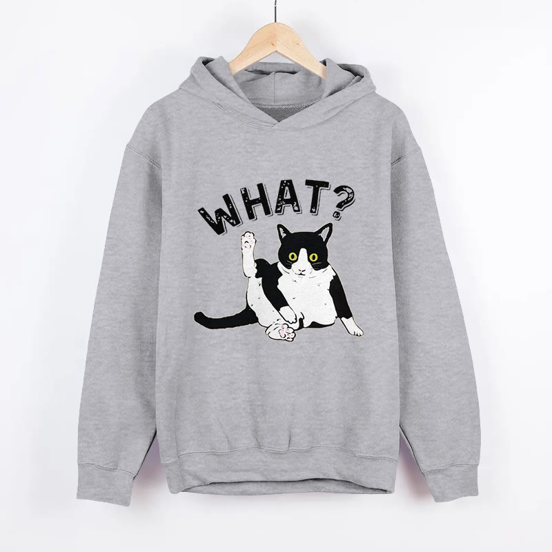 Unisex Cat Question Mark Pattern Long Sleeved Hoodie - Grey - US44-46(8XL) - image 2