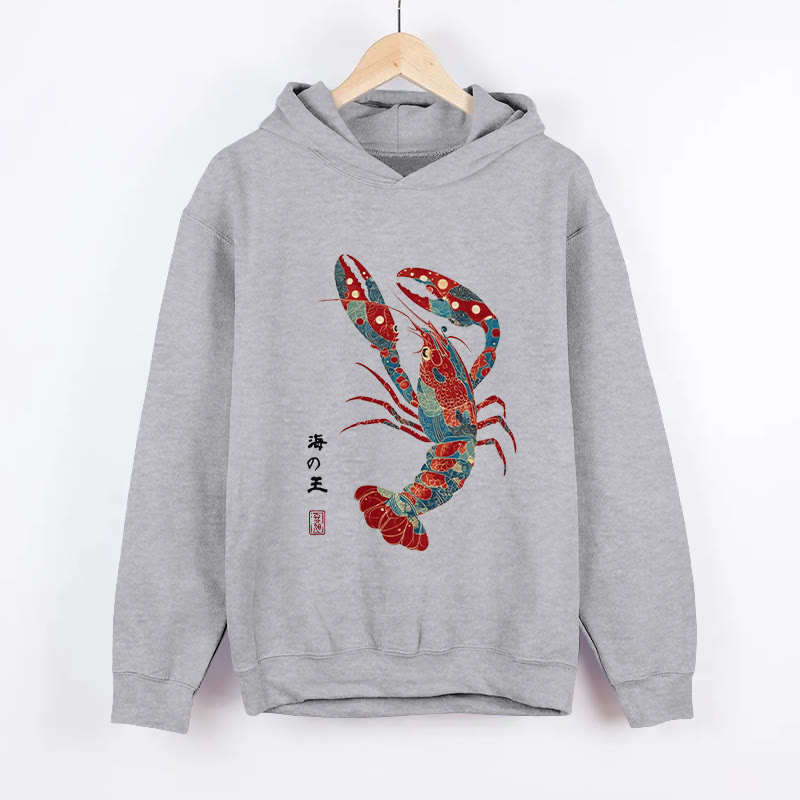 Unisex King Of The Sea Pattern Long Sleeved Hoodie - Grey - US44-46(8XL) - image 2