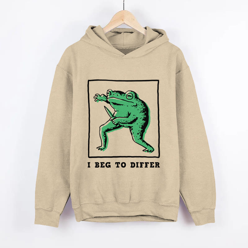Unisex I Beg To Differ Frog Pattern Long Sleeved Hoodie - Apricot - US44-46(8XL) - image 3