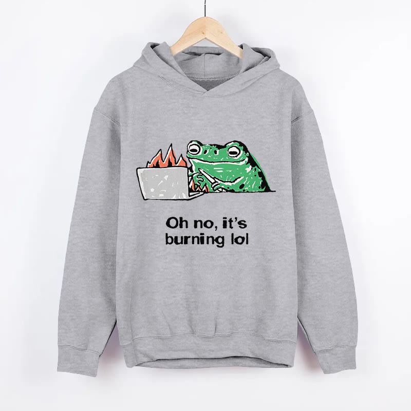 Unisex Funny Frog Pattern Long Sleeved Hoodie - Grey - US44-46(8XL) - image 2