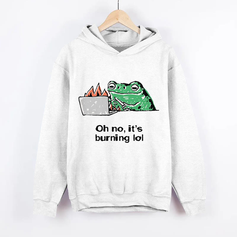 Unisex Funny Frog Pattern Long Sleeved Hoodie - White - US44-46(8XL) - image 1