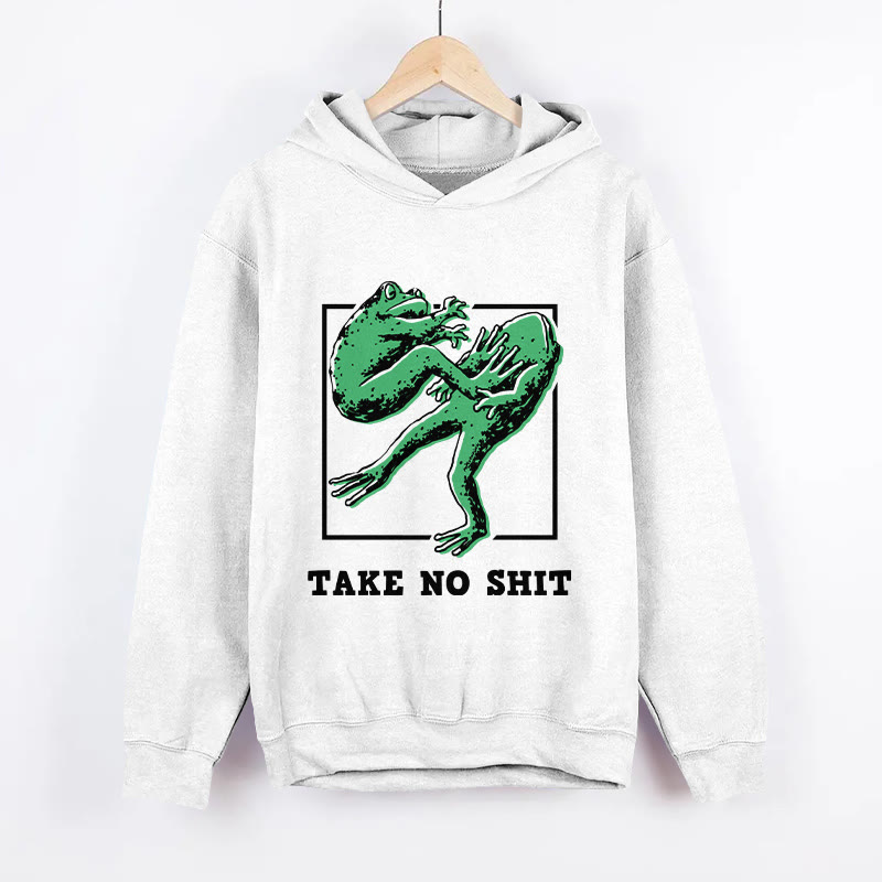 Unisex Don't Mess With Me Frog Pattern Long Sleeved Hoodie - White - US44-46(8XL) - image 1