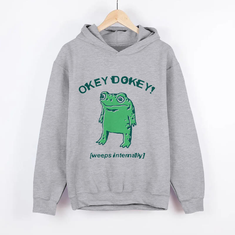 Unisex Strong On The Outside Fragile On The Inside Frog Pattern Long Sleeved Hoodie - Grey - US44-46(8XL) - image 1