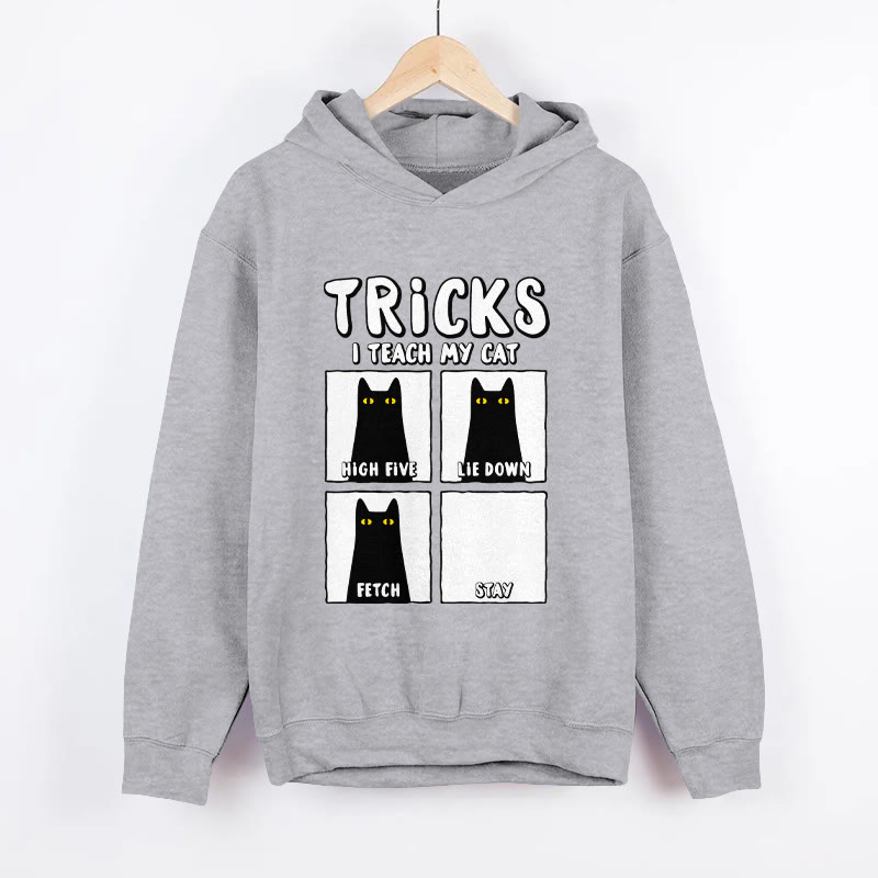 Unisex Funny Cat Tricks Pattern Long Sleeved Hoodie - Grey - US44-46(8XL) - image 1