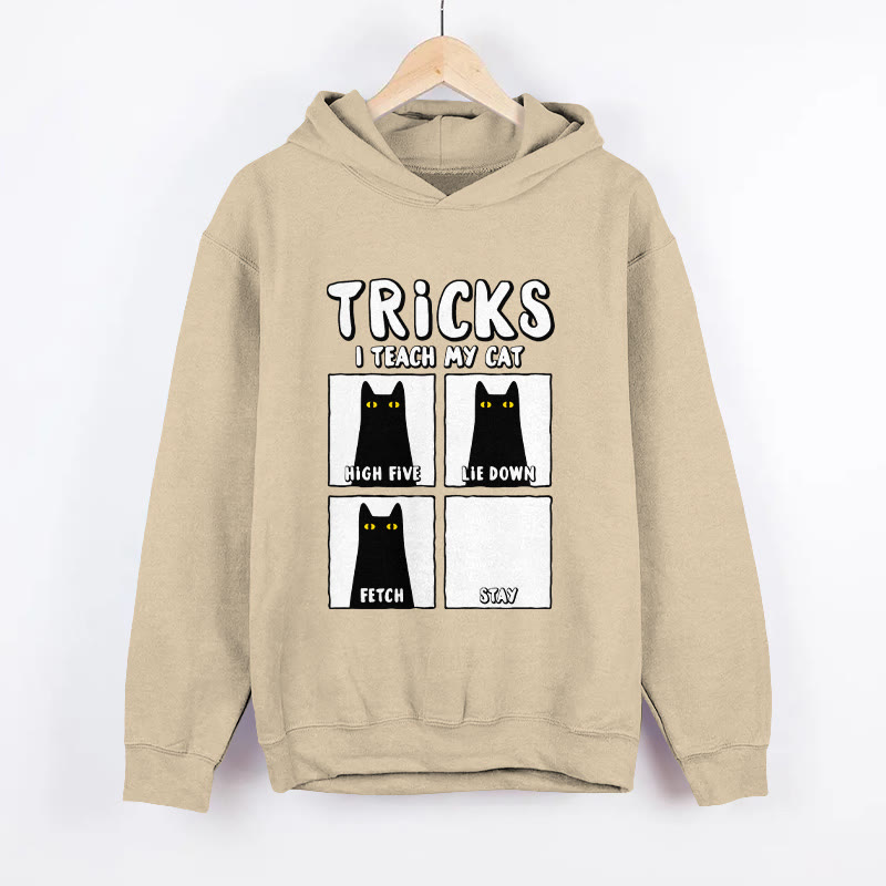 Unisex Funny Cat Tricks Pattern Long Sleeved Hoodie - Apricot - US44-46(8XL) - image 3