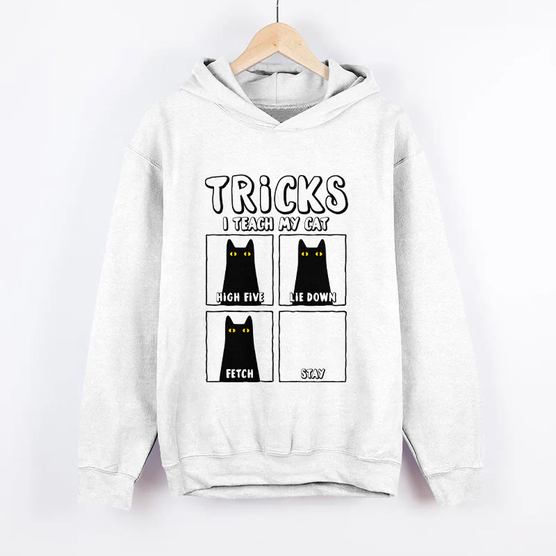 Unisex Funny Cat Tricks Pattern Long Sleeved Hoodie - White - US44-46(8XL) - image 2