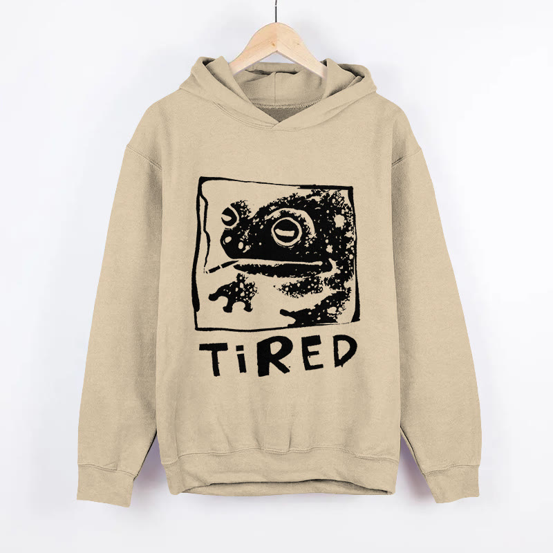 Unisex Tired Frog Pattern Long Sleeved Hoodie - Apricot - US44-46(8XL) - image 4