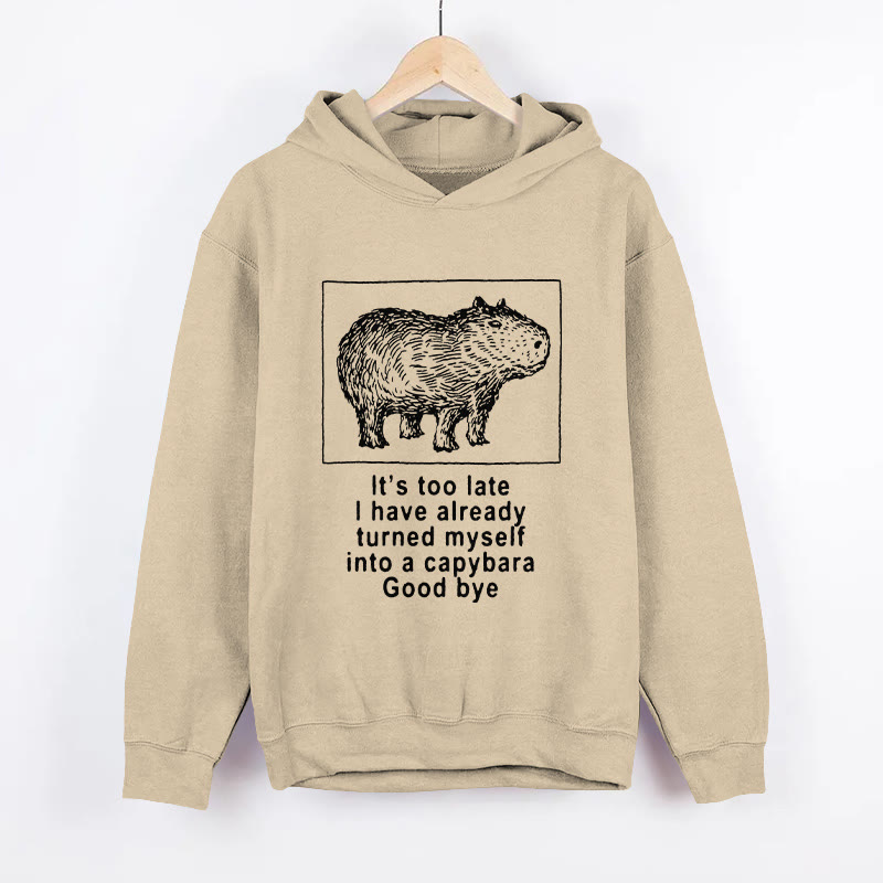 Unisex I Have Turned Myself Into A Capybara Pattern Long Sleeved Hoodie - Apricot - US44-46(8XL) - image 3