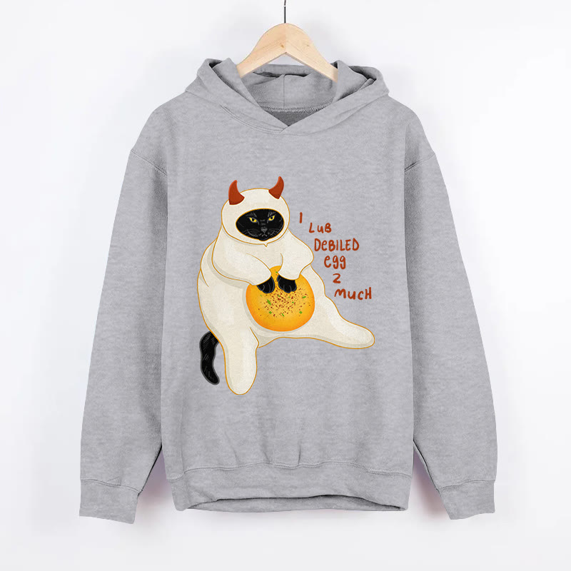 Unisex Devil Cat And Devil Egg Humor Pattern Long Sleeved Hoodie - Grey - US44-46(8XL) - image 1