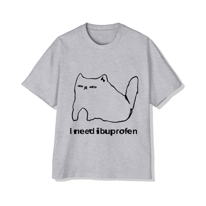 Unisex I Need Ibuprofen Pattern Short Sleeved Crew Neck T-Shirt - Grey - 2XL - image 2
