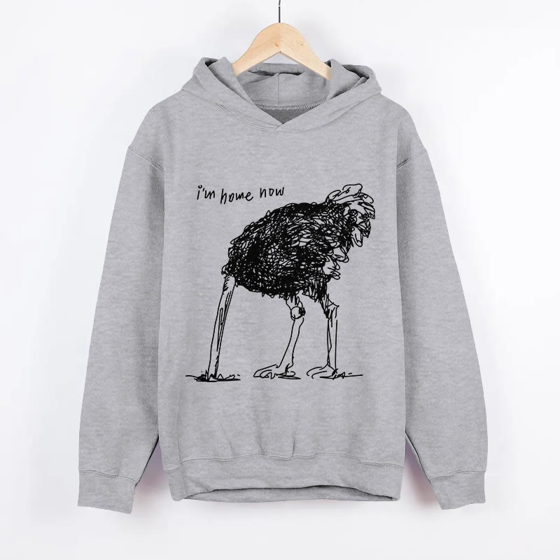 Unisex I'm Home Now Pattern Long Sleeved Hoodie - Grey - US44-46(8XL) - image 2