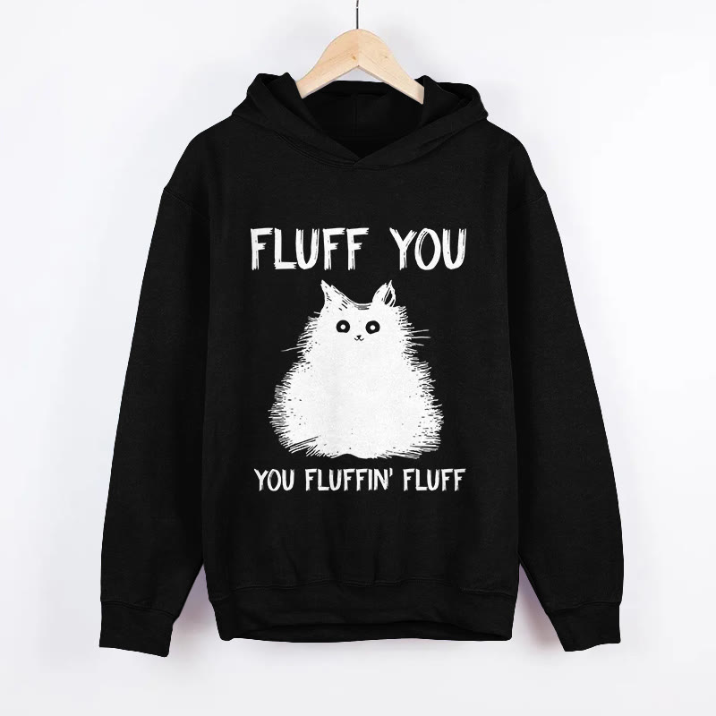 Unisex Funny Cat Long Sleeved Hoodie - Black - US44-46(8XL) - image 1