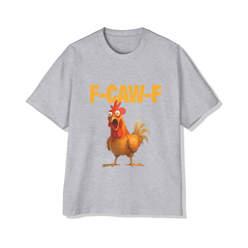 Unisex F-Caw-F Chicken Pattern Short Sleeved Crew Neck T-Shirt - Grey - 2XL - image 2