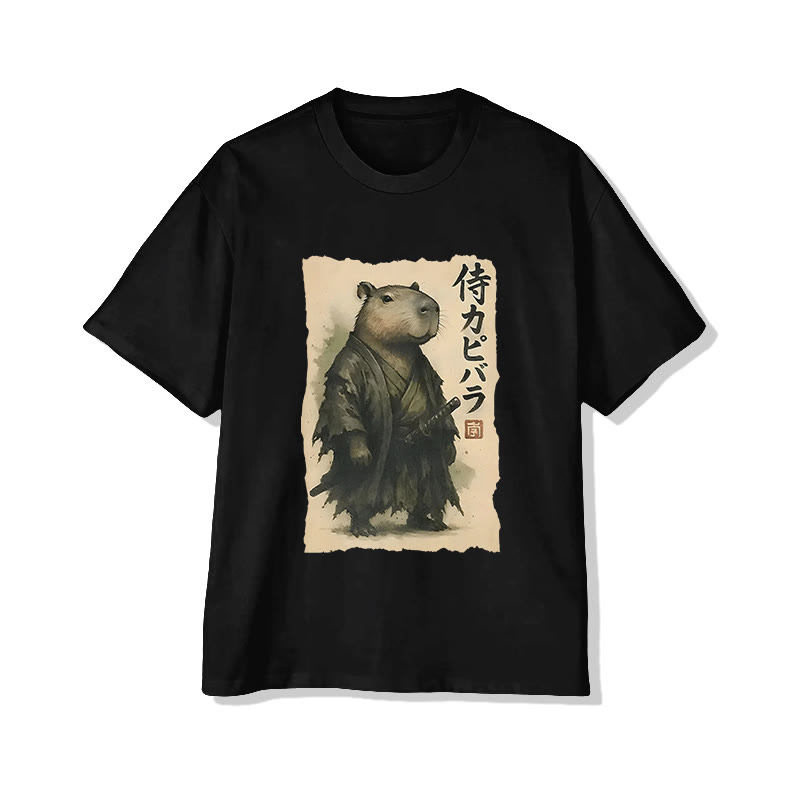 Unisex Japanese Art Print Short Sleeved Crew Neck T-shirt - Black - 2XL - image 1