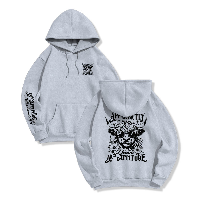 Vintage Cool Highland Cattle Print Hoodie - Grey - US16-18(2XL) - image 7