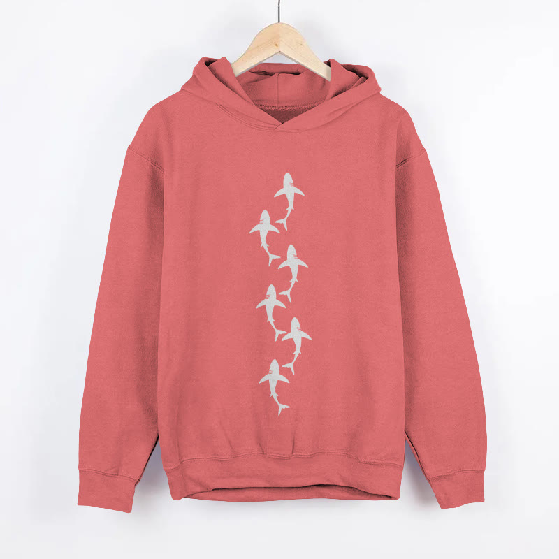 Unisex Ocean Small Schools Fish Print Long Sleeved Hoodie - Pink - US44-46(8XL) - image 2