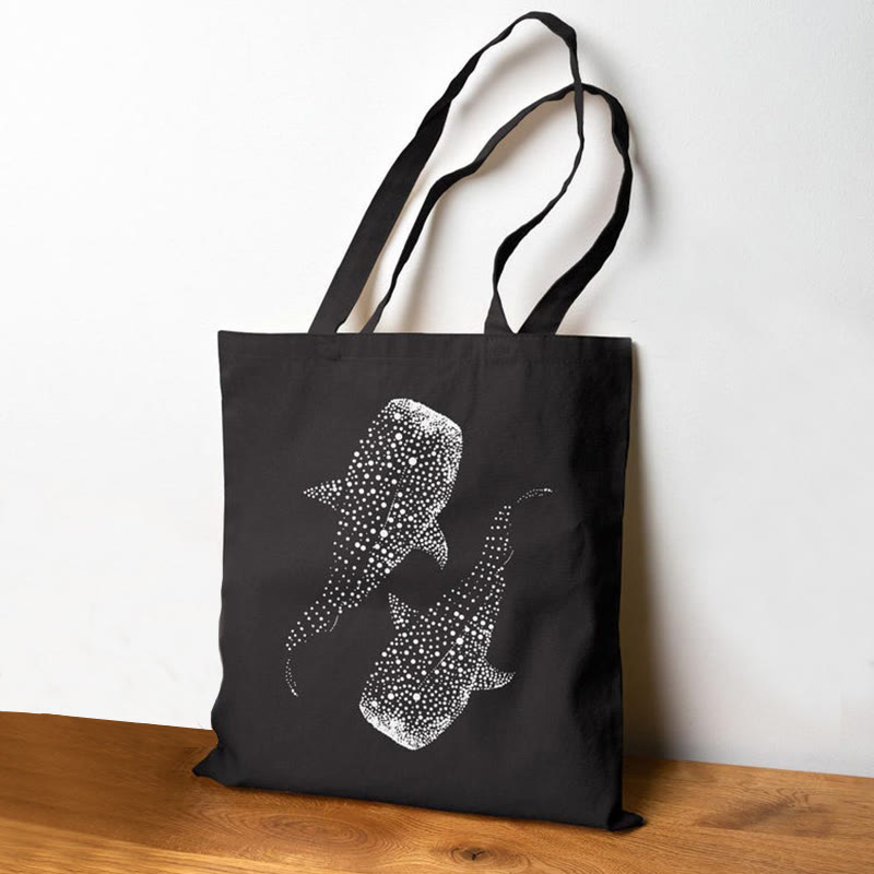 Ocean Whale Art Print Bag - Black - one size - image 1