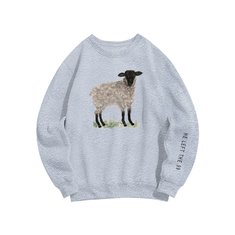 Unisex "he Left The 99" Lamb Pattern Long Sleeved Crew Neck Sweatshirt - Grey - US16-18(2XL) - image 1