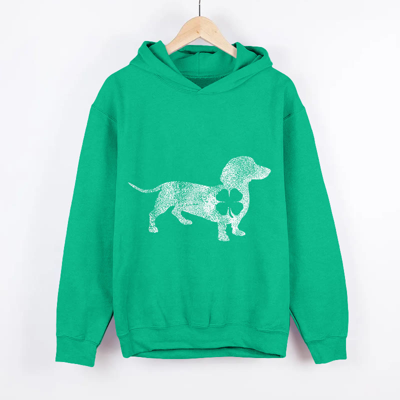 Unisex St. Patrick's Day Lucky Dog Print Long Sleeved Hoodie - Green - US44-46(8XL) - image 1
