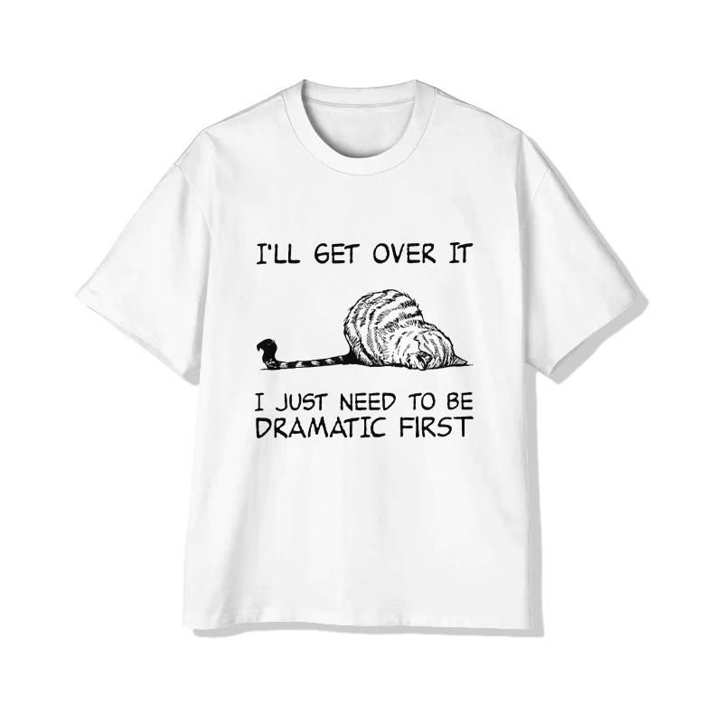 Unisex Lazy Sleeping Cat Print Short Sleeved Crew Neck T-shirt - White - 2XL - image 1