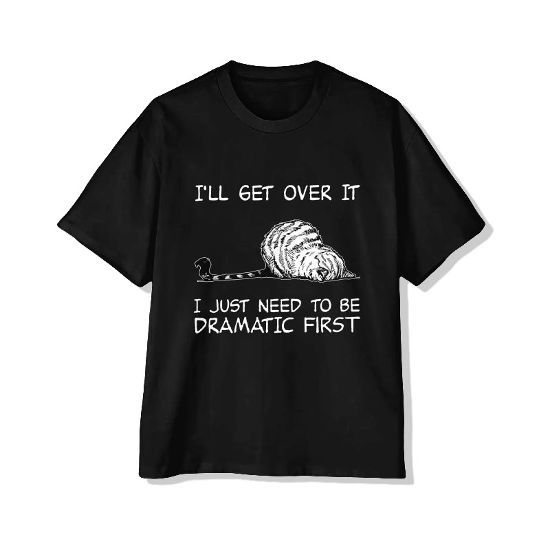 Unisex Lazy Sleeping Cat Print Short Sleeved Crew Neck T-shirt - Black - 2XL - image 2