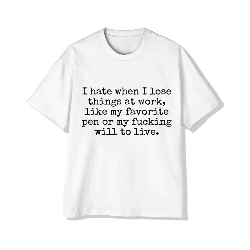 Unisex  Losing One's Mind Because Of Work Print Short Sleeved Crew Neck T-Shirt - White - 2XL - image 2