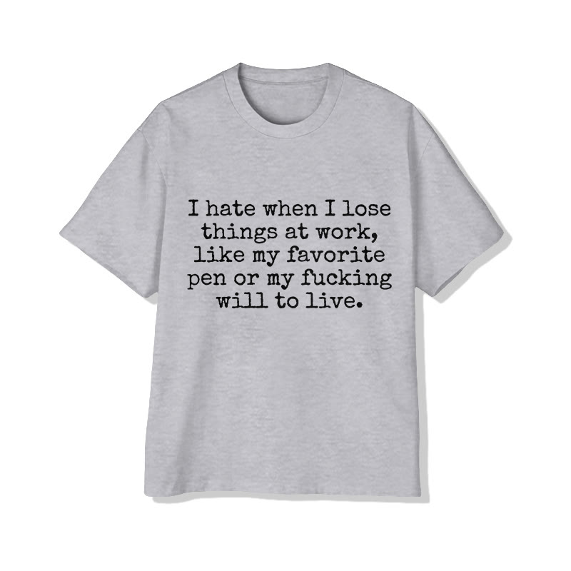 Unisex  Losing One's Mind Because Of Work Print Short Sleeved Crew Neck T-Shirt - Grey - 2XL - image 1