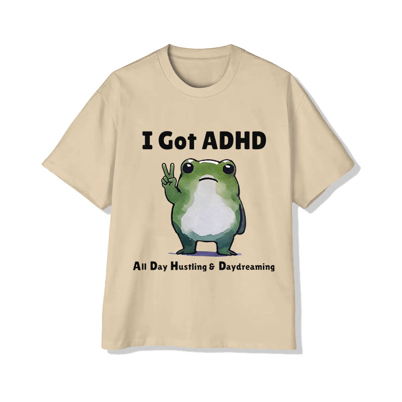 Unisex  Funny  Frog  Print Short Sleeved Crew Neck T-Shirt - Apricot - 2XL - image 1