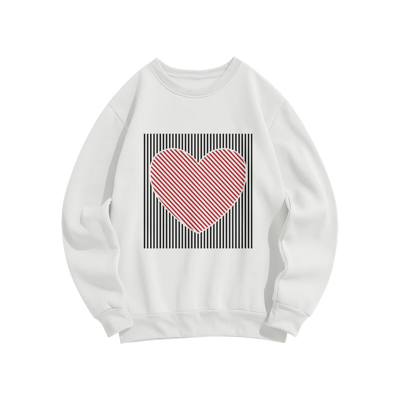 Valentine's Day Heart Print Casual Sweatshirt - White - 5XL - image 2