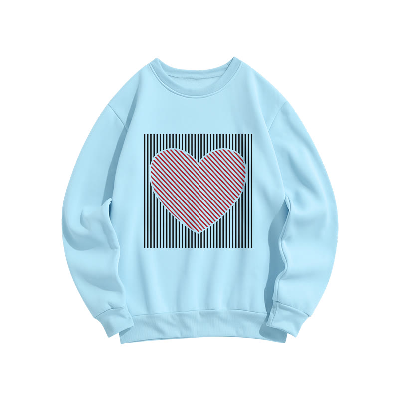Valentine's Day Heart Print Casual Sweatshirt - Blue - 5XL - image 3