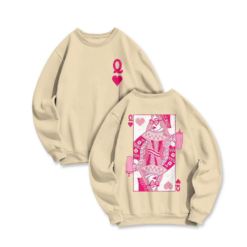 Queen Of Hearts Print Crew Neck Sweatshirt - Apricot - US16-18(2XL) - image 3