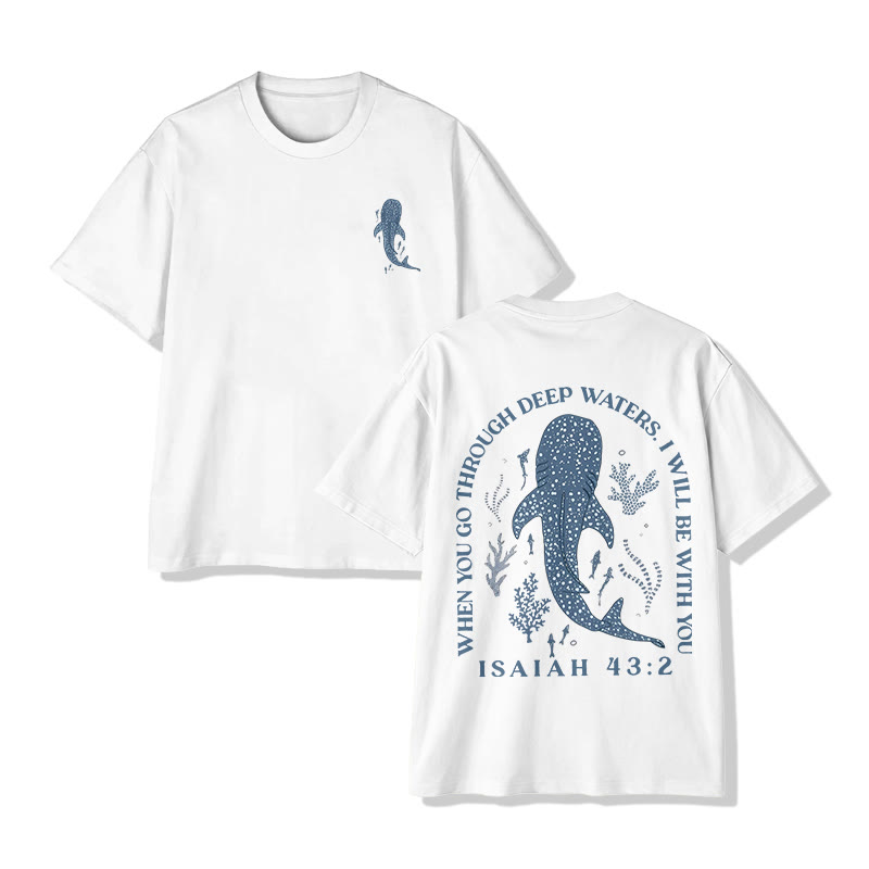 Unisex Isaiah 43:2 When You Go Through Deep Waters Print Short Sleeve Crew Neck T-shirt - image 2