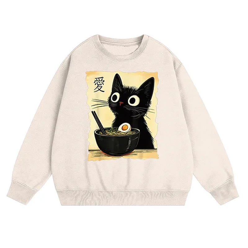 Unisex Funny Cat Eating Ramen Print Short Sleeved Crew Neck T-Shirt - Apricot - US16-18(2XL) - image 3